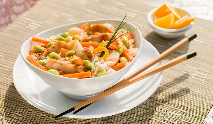 Orange Chicken & Edamame Rice Bowl